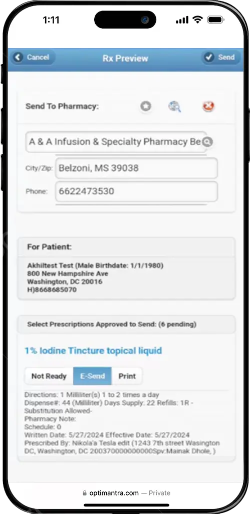 Screenshot of the functional medicine features